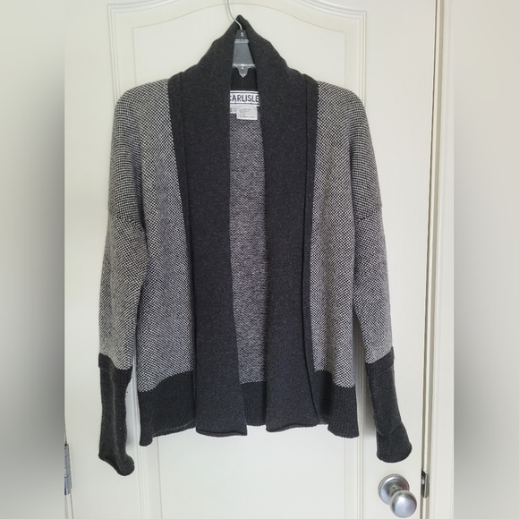Carlisle Cashmere Silk & Merino Wool Blend Black & Grey Sweater - Picture 1 of 3